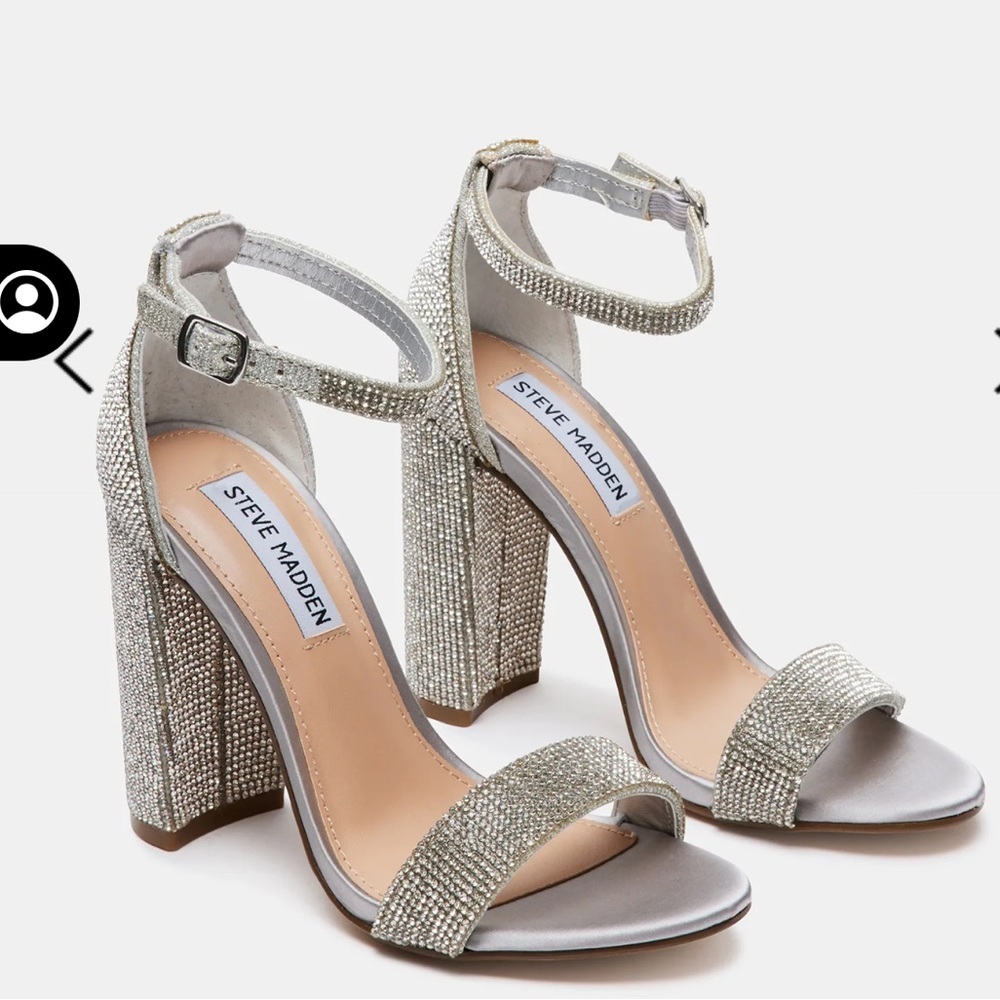Steve Madden, Carrson Rhinestones Silver Sparkly Heels (7.5)